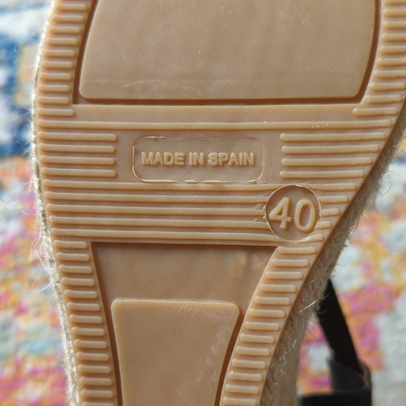 Maypol Leather Chunky Chain Strappy Open Toe Espadrille Wedge Sandals Black 40 - Picture 15 of 15